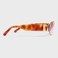 Women's Oval Cat Eye Tortoise Shell Metal Acetate Sunglasses Side View