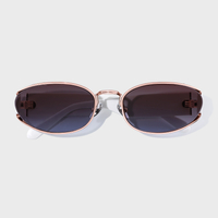 Women's Oval Cat Eye White Metal Acetate Sunglasses