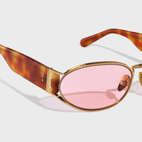 Women's Oval Cat Eye Tortoise Shell Metal Acetate Sunglasses Detail